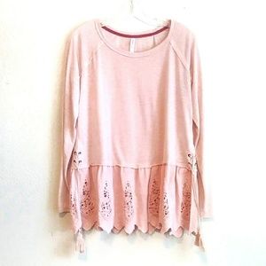 Xhilaration Blush Pink Long Sleeve Top Sz Large